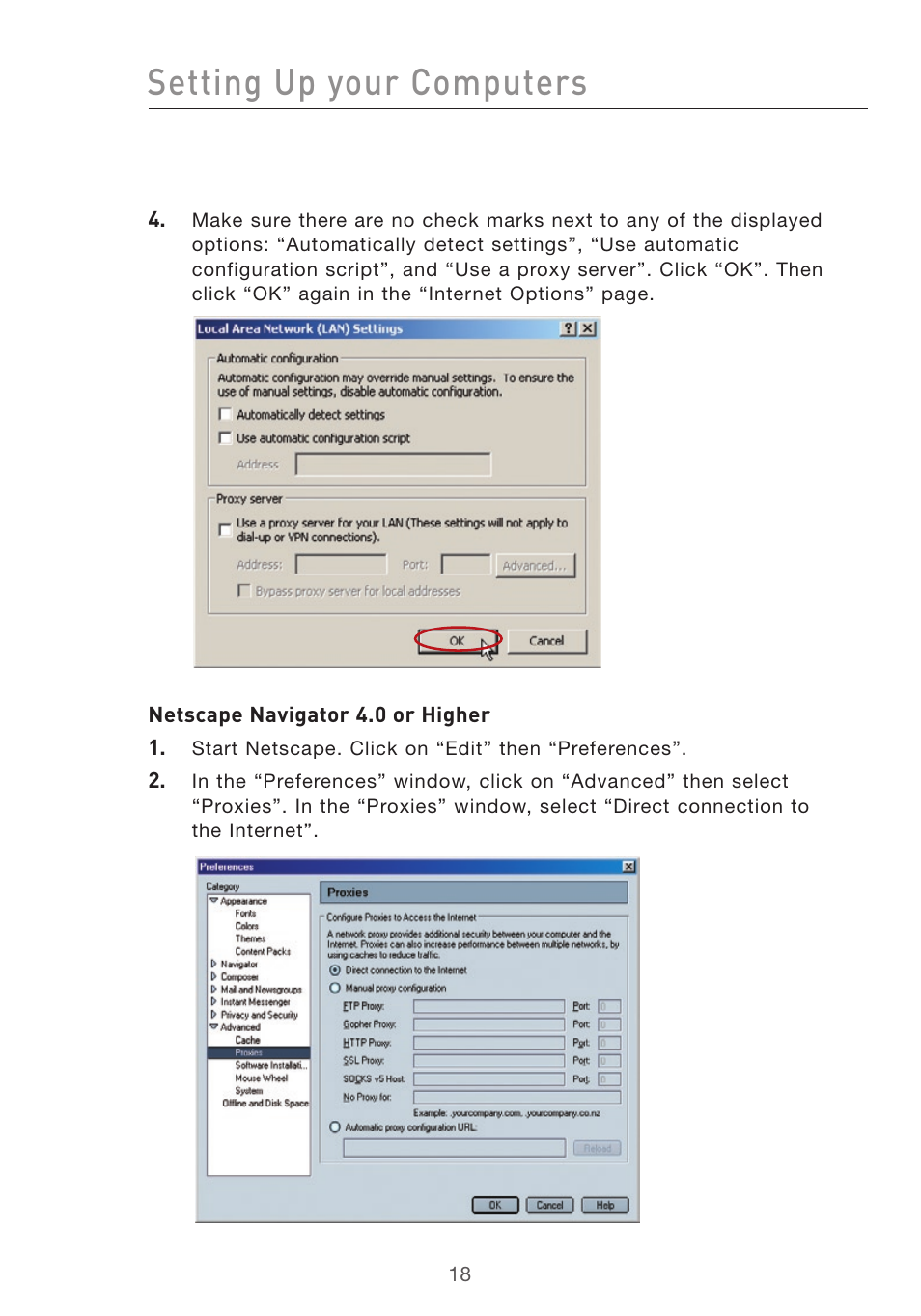 Setting up your computers | Belkin Pre-N User Manual | Page 20 / 92