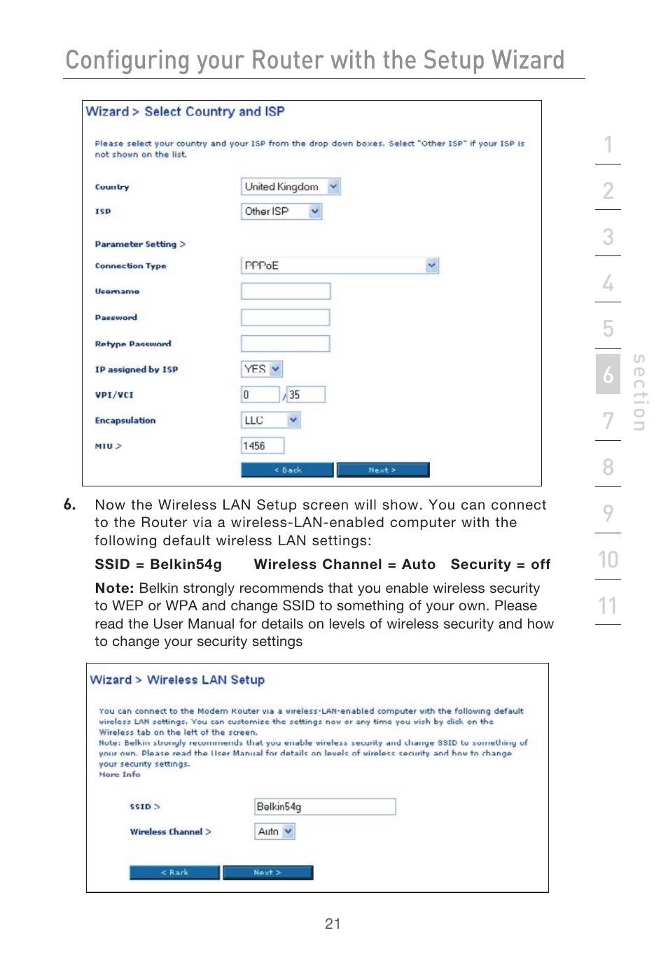 Configuring your router with the setup wizard | Belkin Pre-N User Manual | Page 23 / 92