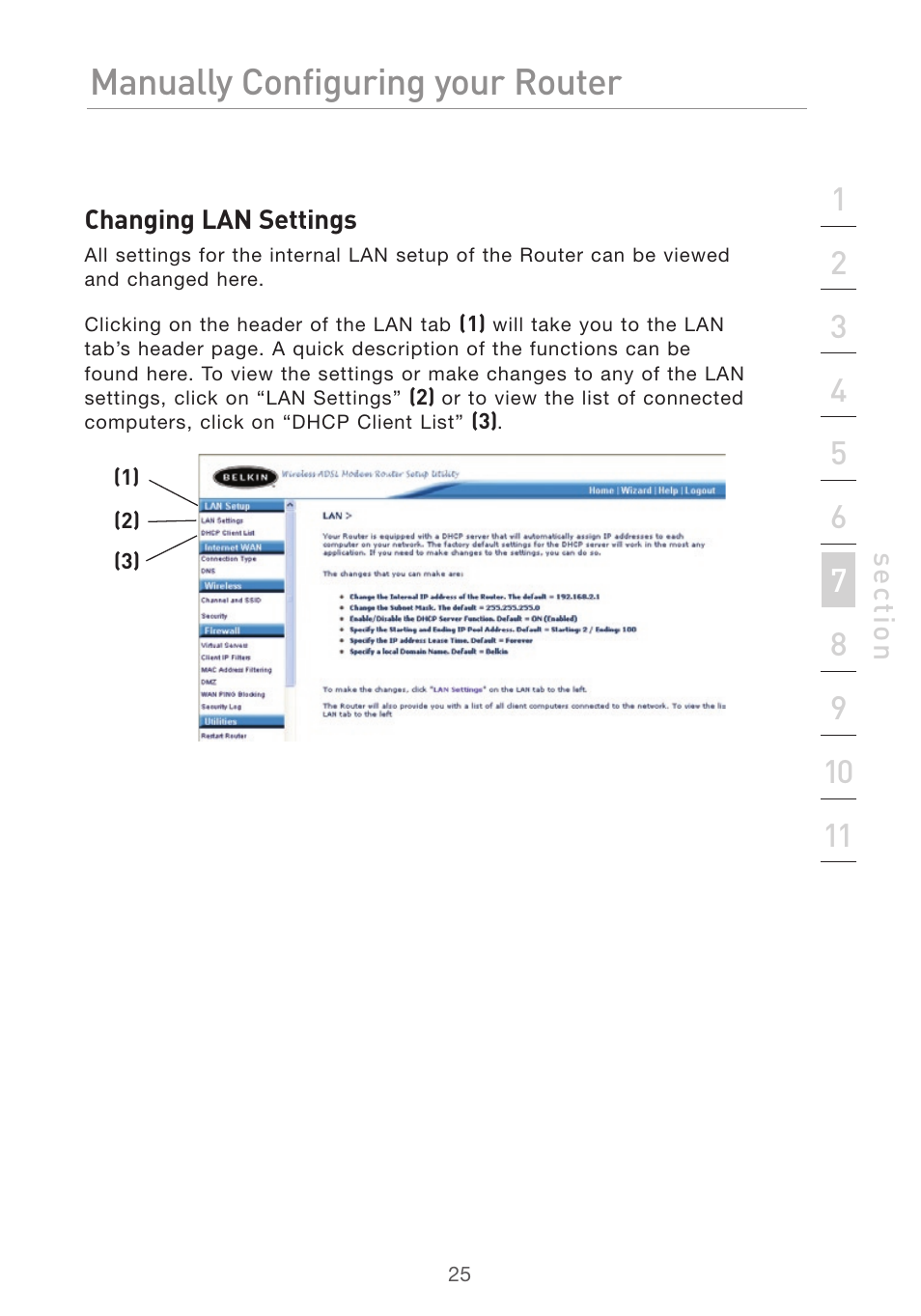 Manually configuring your router | Belkin Pre-N User Manual | Page 27 / 92