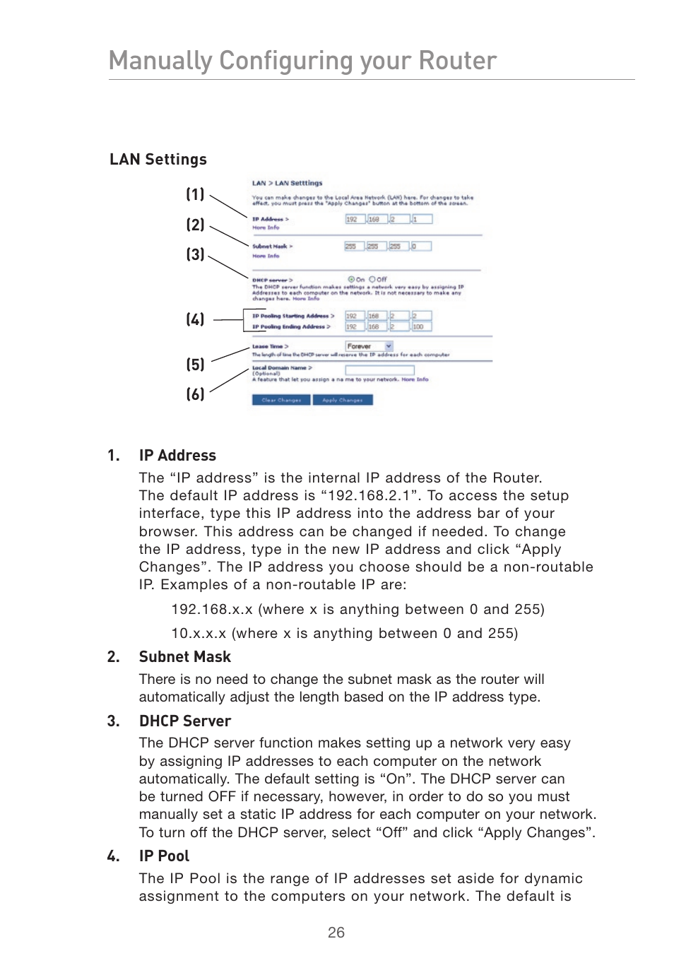 Manually configuring your router | Belkin Pre-N User Manual | Page 28 / 92