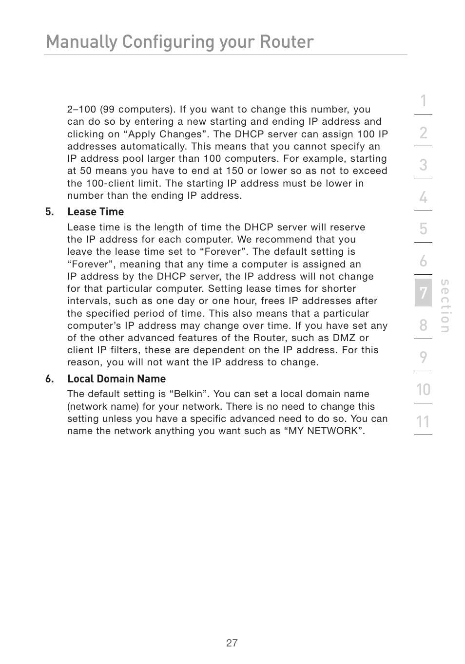 Manually configuring your router | Belkin Pre-N User Manual | Page 29 / 92