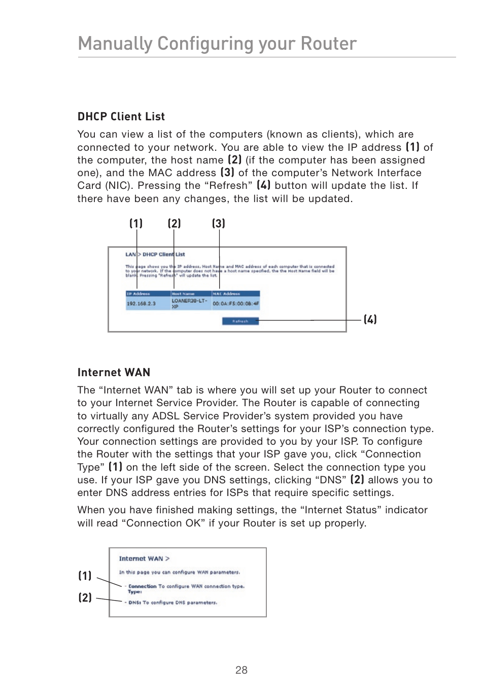 Manually configuring your router | Belkin Pre-N User Manual | Page 30 / 92