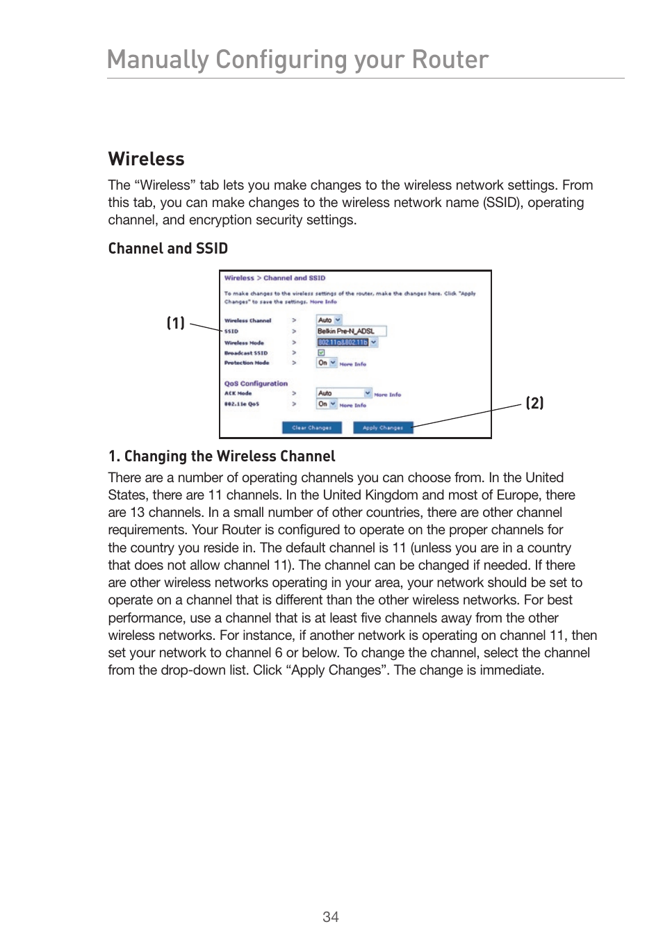 Manually configuring your router | Belkin Pre-N User Manual | Page 36 / 92