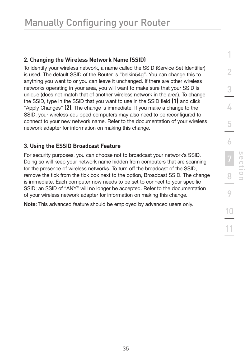 Manually configuring your router | Belkin Pre-N User Manual | Page 37 / 92
