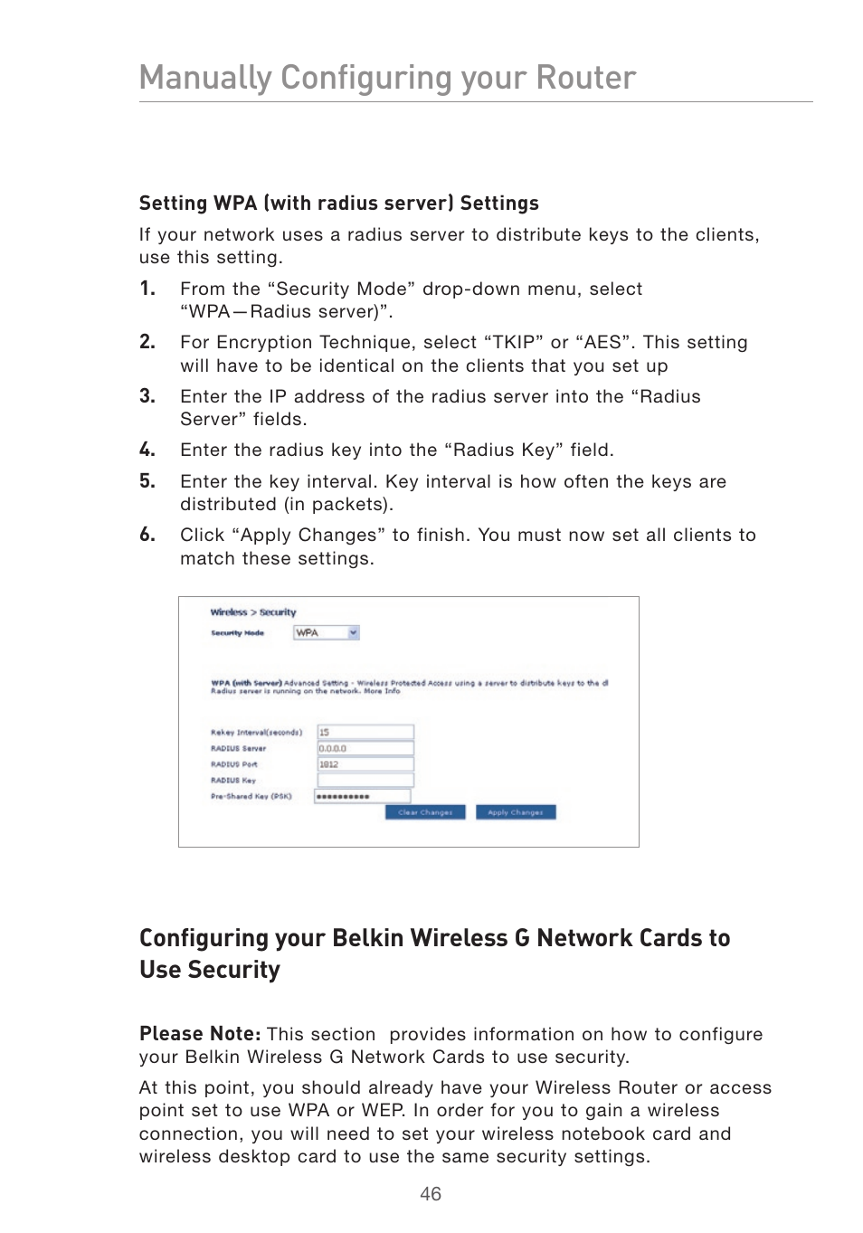 Manually configuring your router | Belkin Pre-N User Manual | Page 48 / 92