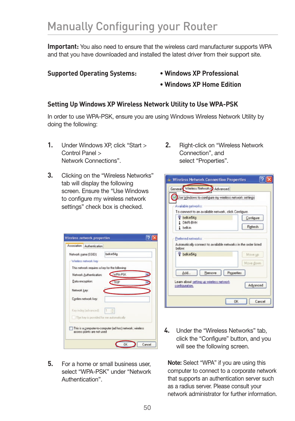 Manually configuring your router | Belkin Pre-N User Manual | Page 52 / 92