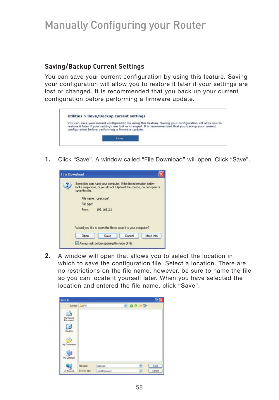 Manually configuring your router | Belkin Pre-N User Manual | Page 60 / 92