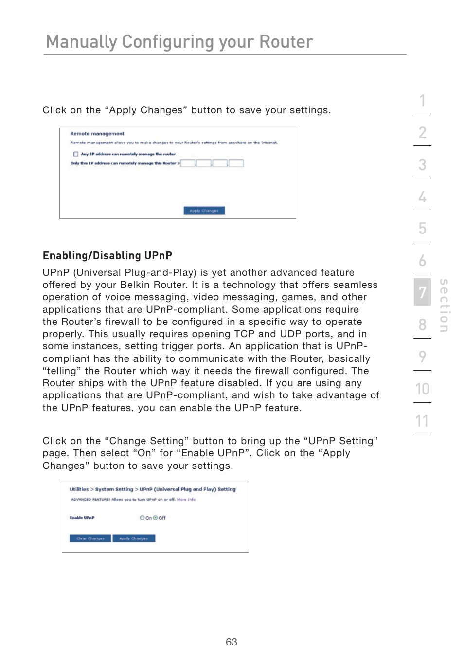 Manually configuring your router | Belkin Pre-N User Manual | Page 65 / 92