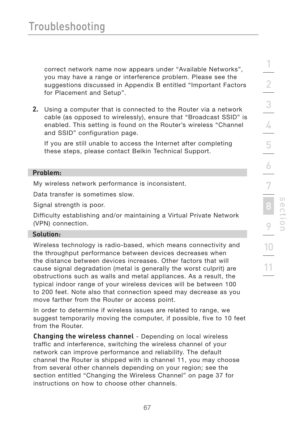 Troubleshooting | Belkin Pre-N User Manual | Page 69 / 92