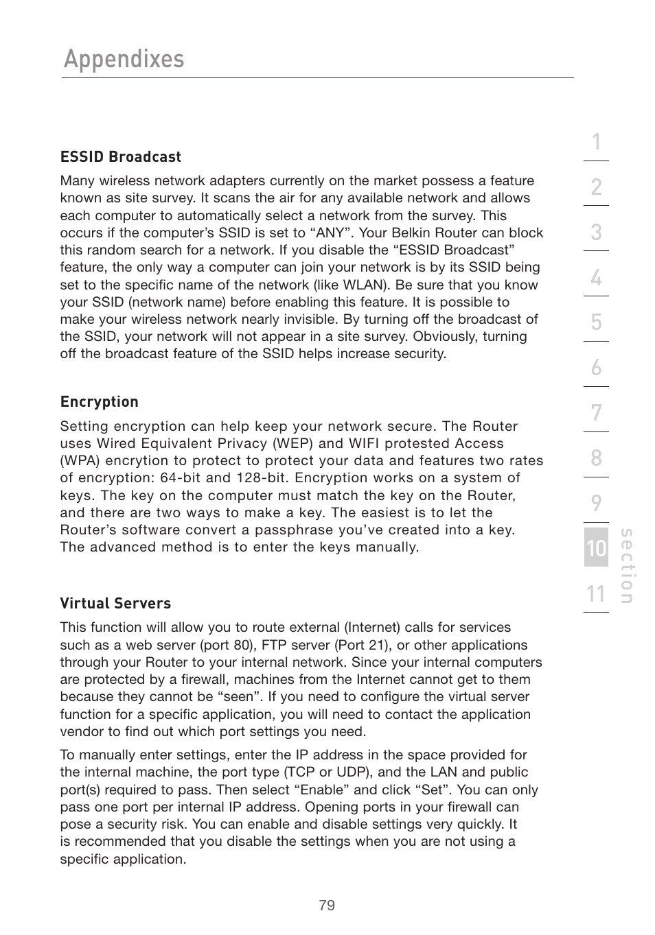 Appendixes | Belkin Pre-N User Manual | Page 81 / 92