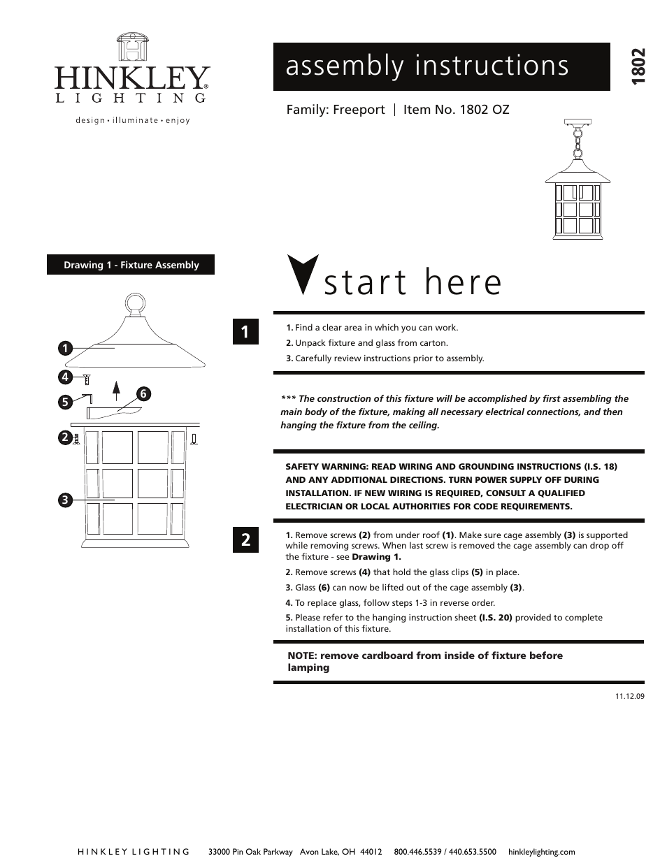 Hinkley Lighting FREEPORT 1802 User Manual | 2 pages