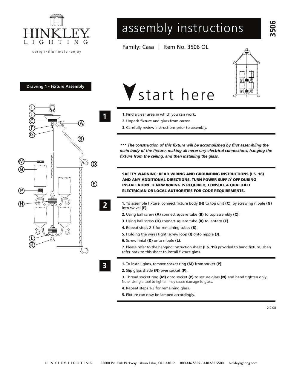 Hinkley Lighting CASA 3506OL User Manual | 3 pages
