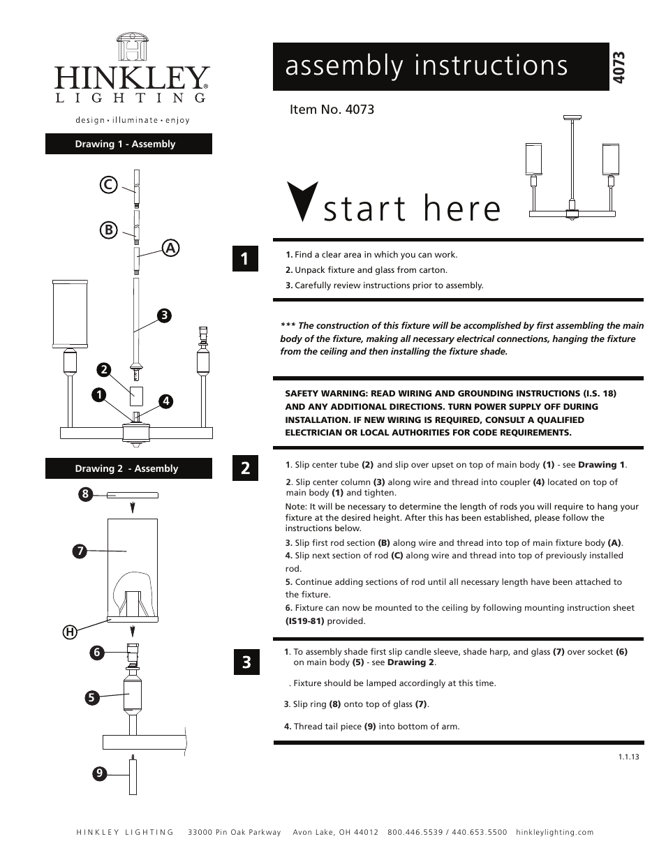 Hinkley Lighting PRINCETON 4073BN User Manual | 3 pages