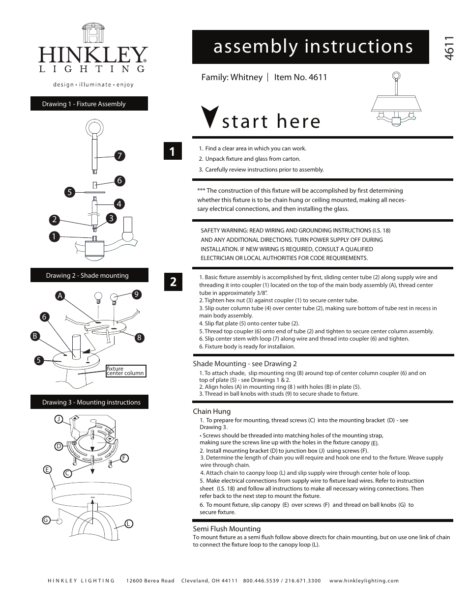 Hinkley Lighting WHITNEY 4611BN User Manual | 1 page