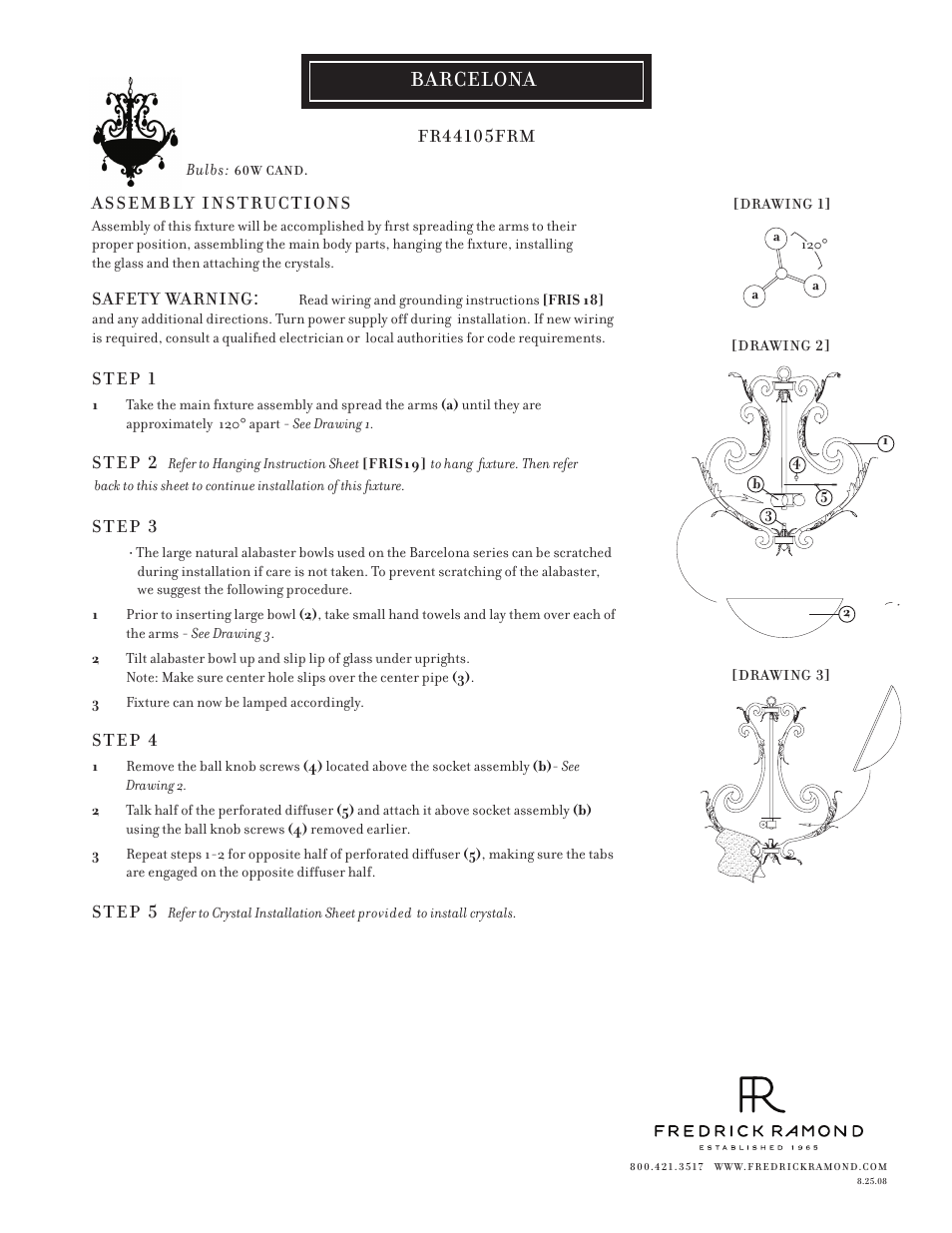 Hinkley Lighting BARCELONA FR44105FRM User Manual | 2 pages