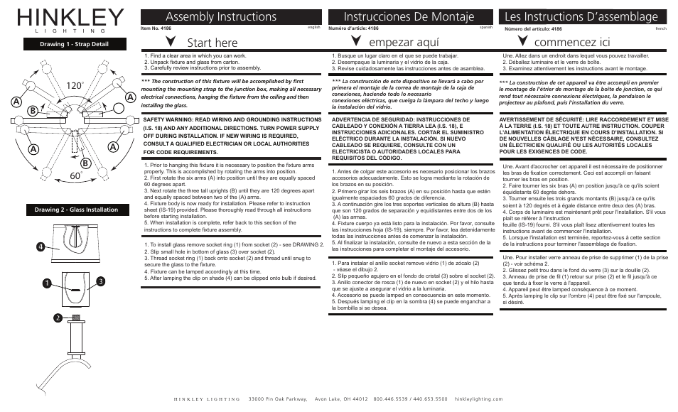 Hinkley Lighting CLARA 4186BN User Manual | 3 pages