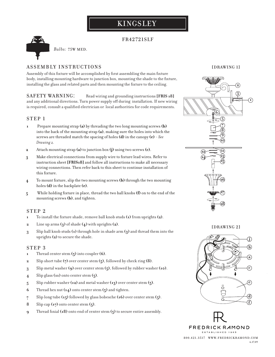 Hinkley Lighting KINGSLEY FR42721SLF User Manual | 1 page