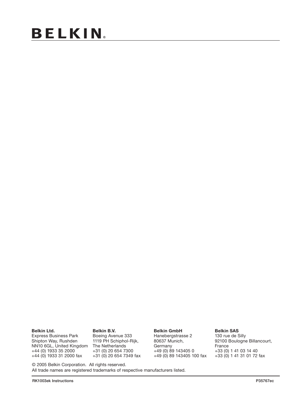 Belkin RK1003ek User Manual | Page 4 / 4