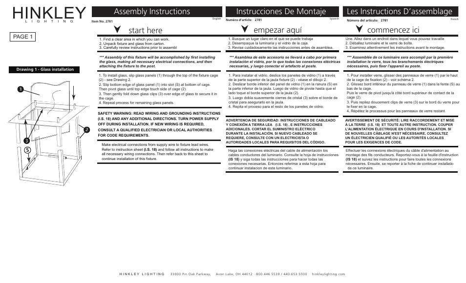 Hinkley Lighting CHATFIELD 2781 User Manual | 3 pages