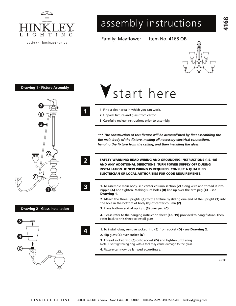 Hinkley Lighting MAYFLOWER 4168OB User Manual | 3 pages