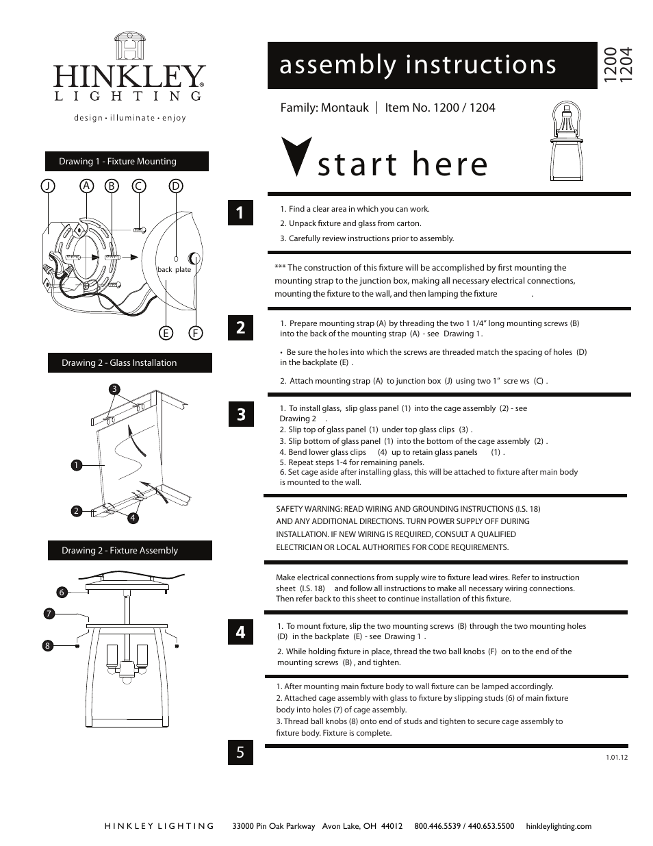 Hinkley Lighting MONTAUK 1204 User Manual | 3 pages