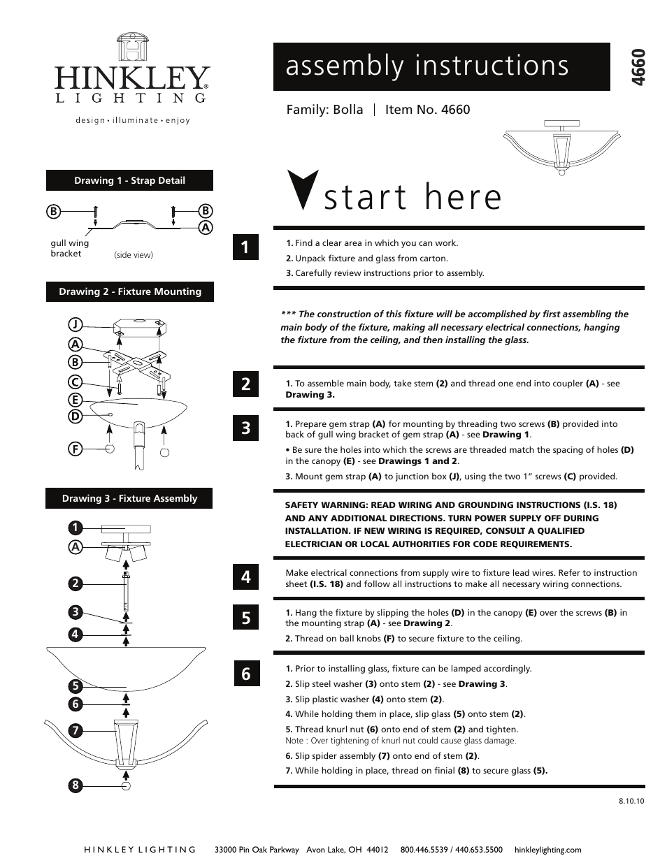 Hinkley Lighting BOLLA 4660OB-OP-LED User Manual | 2 pages