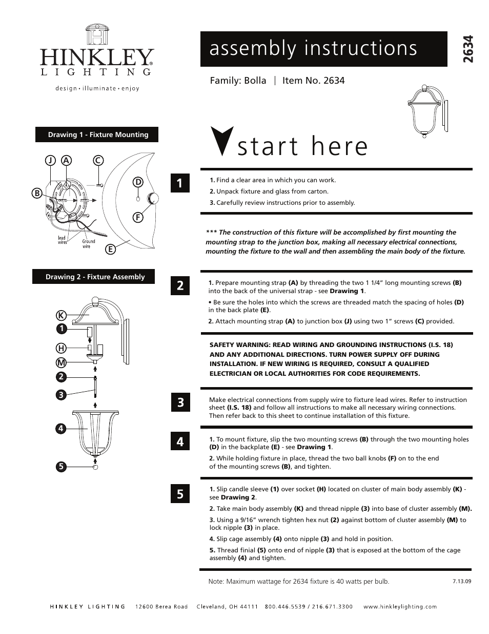 Hinkley Lighting BOLLA 2634 User Manual | 1 page