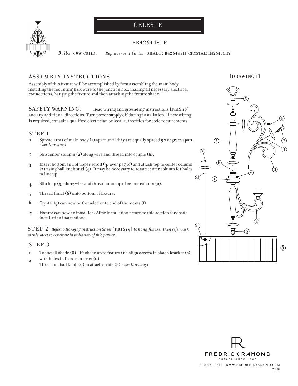Hinkley Lighting CELESTE FR42644SLF User Manual | 1 page