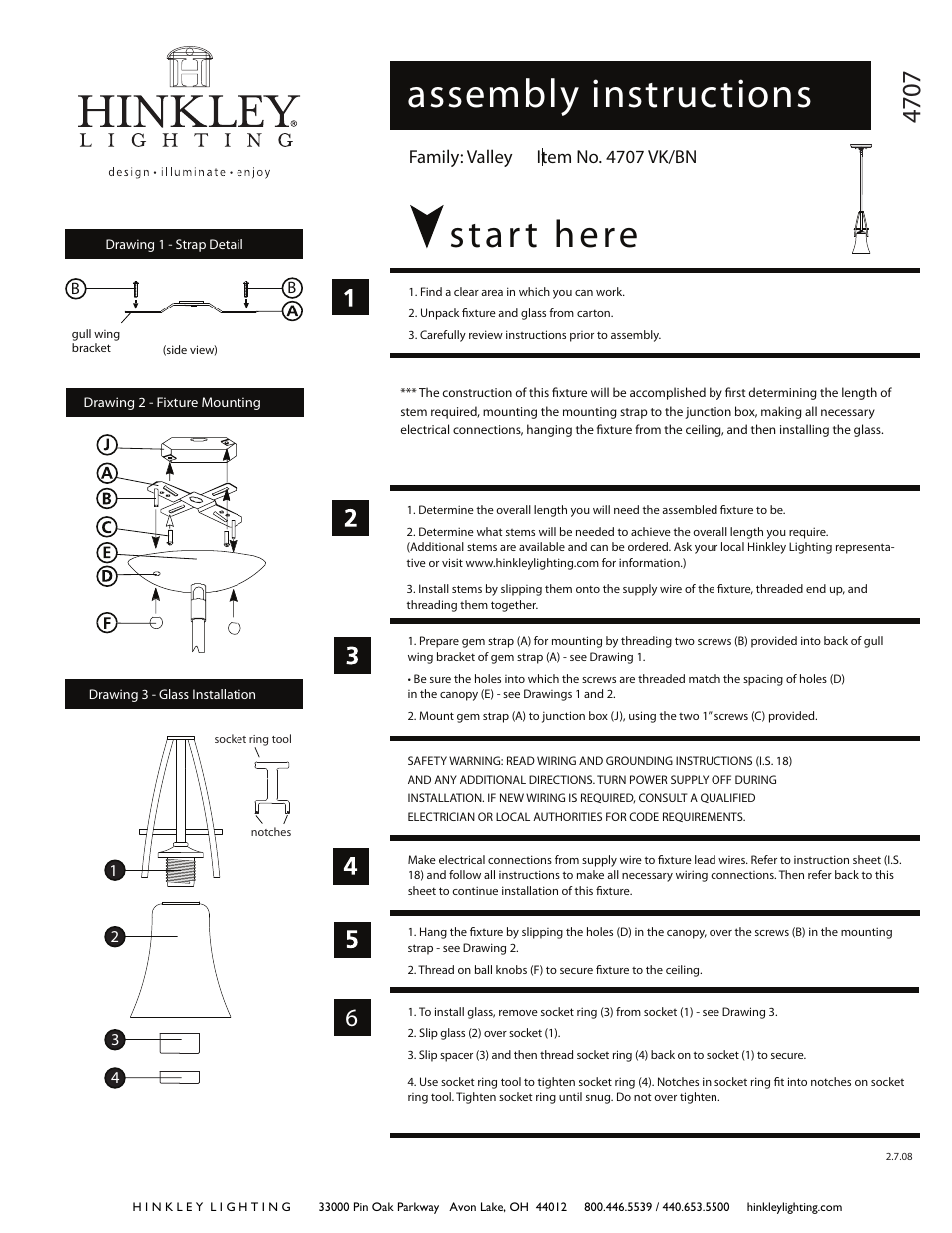 Hinkley Lighting VALLEY 4707VK User Manual | 2 pages