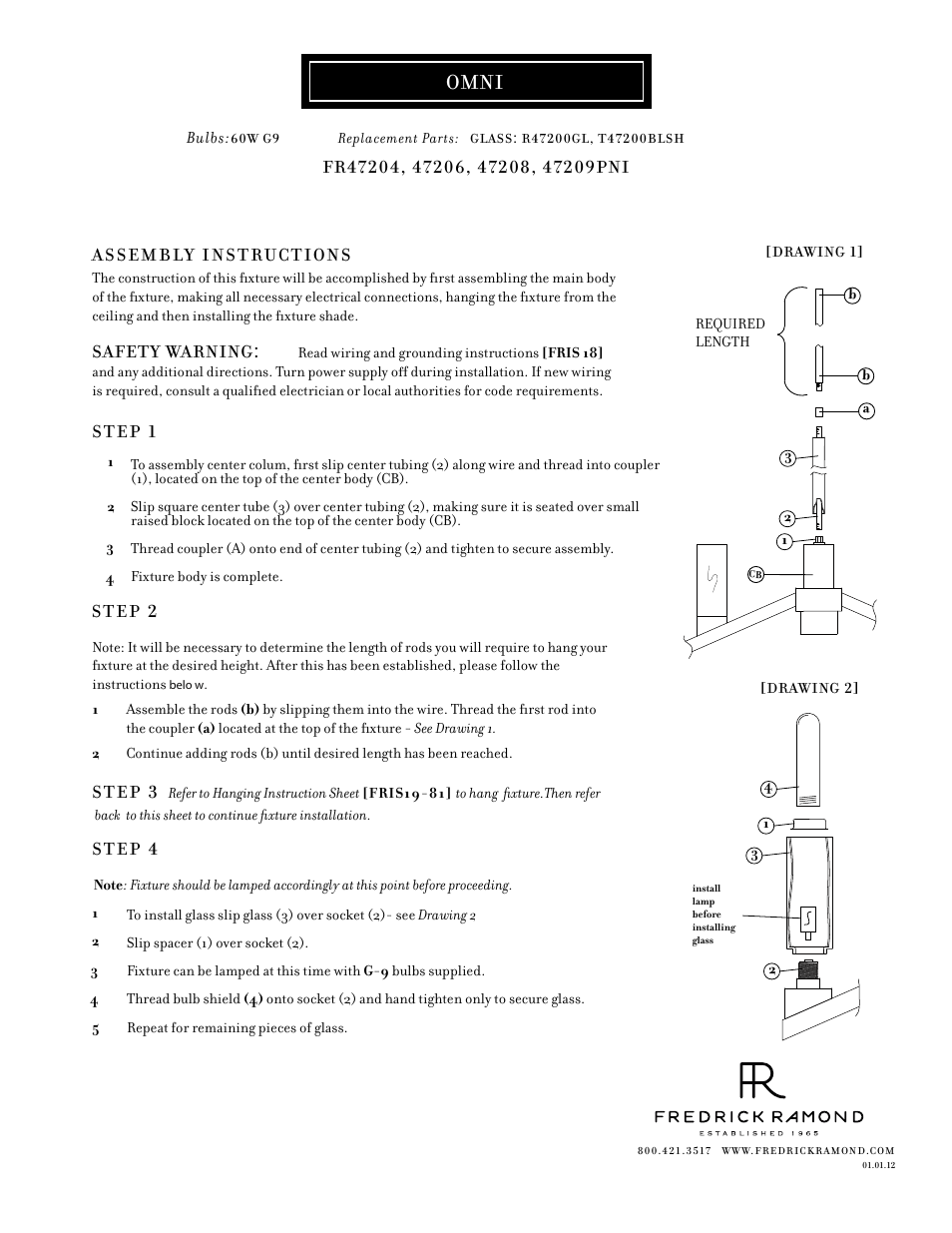 Hinkley Lighting OMNI FR47209PNI User Manual | 3 pages