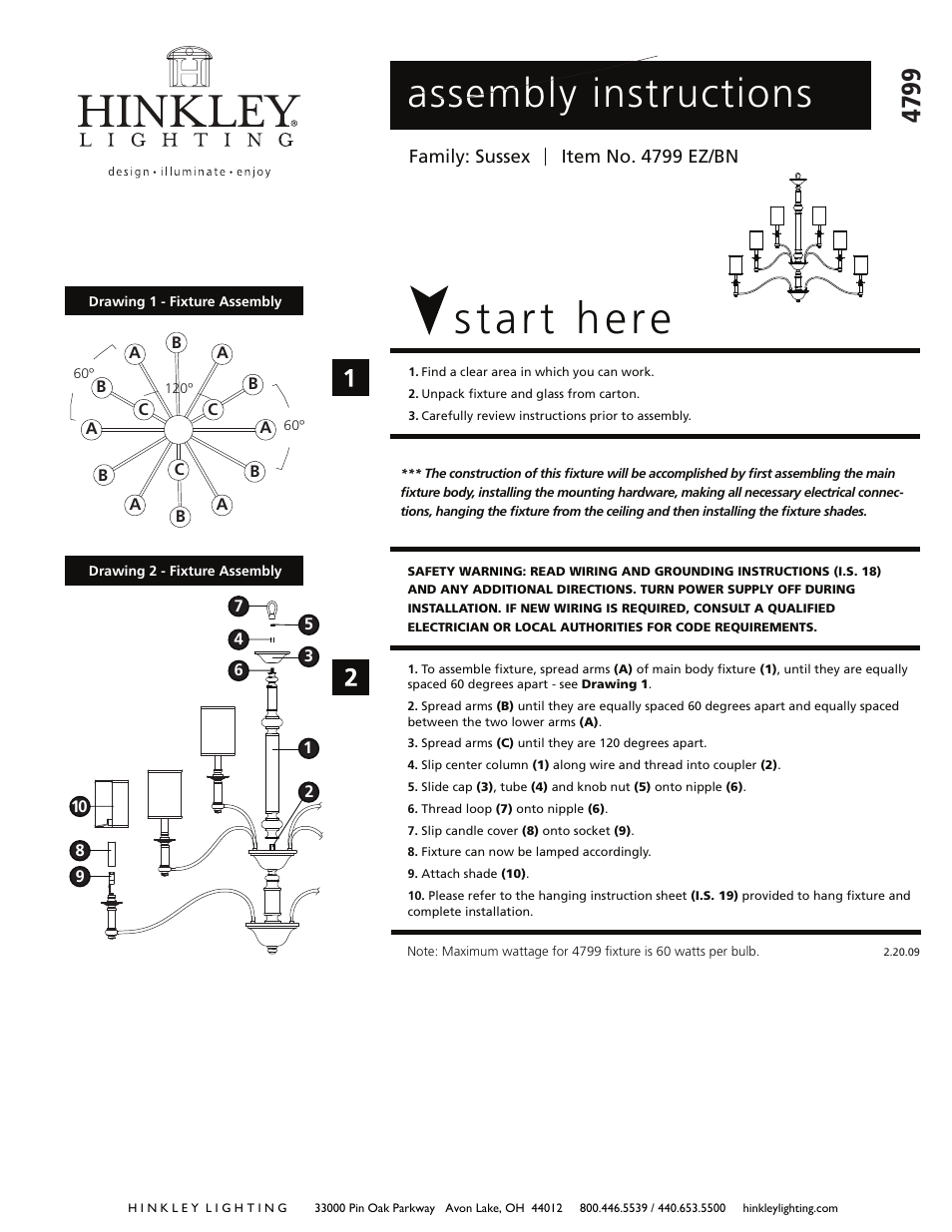 Hinkley Lighting SUSSEX 4799EZ User Manual | 3 pages