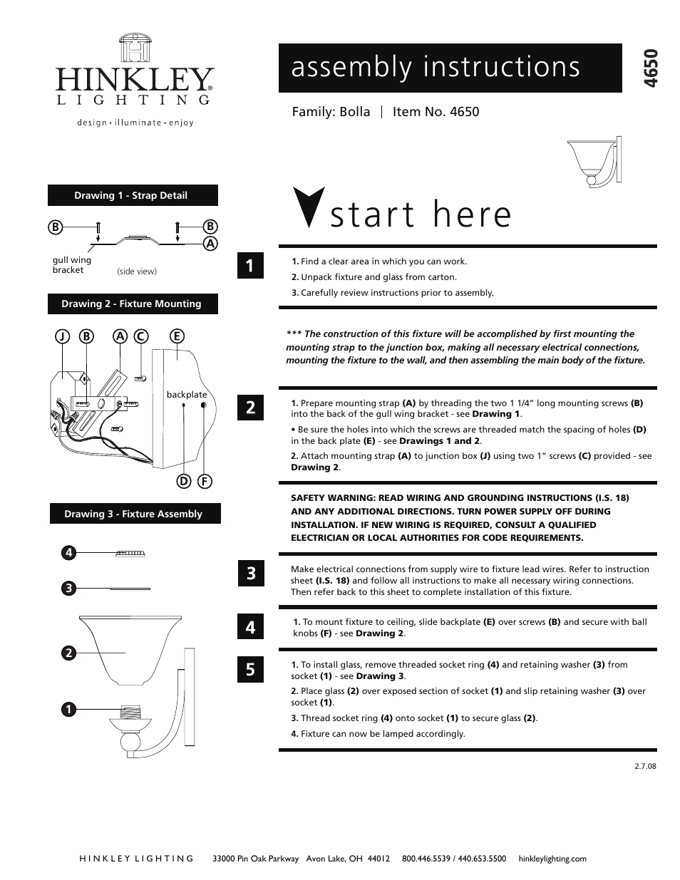 Hinkley Lighting BOLLA 4650OB-OP-LED User Manual | 2 pages