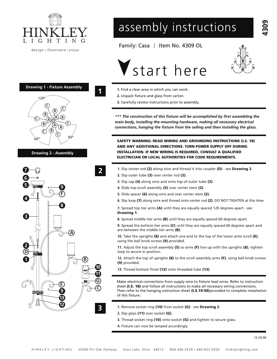 Hinkley Lighting CASA 4309OL User Manual | 4 pages