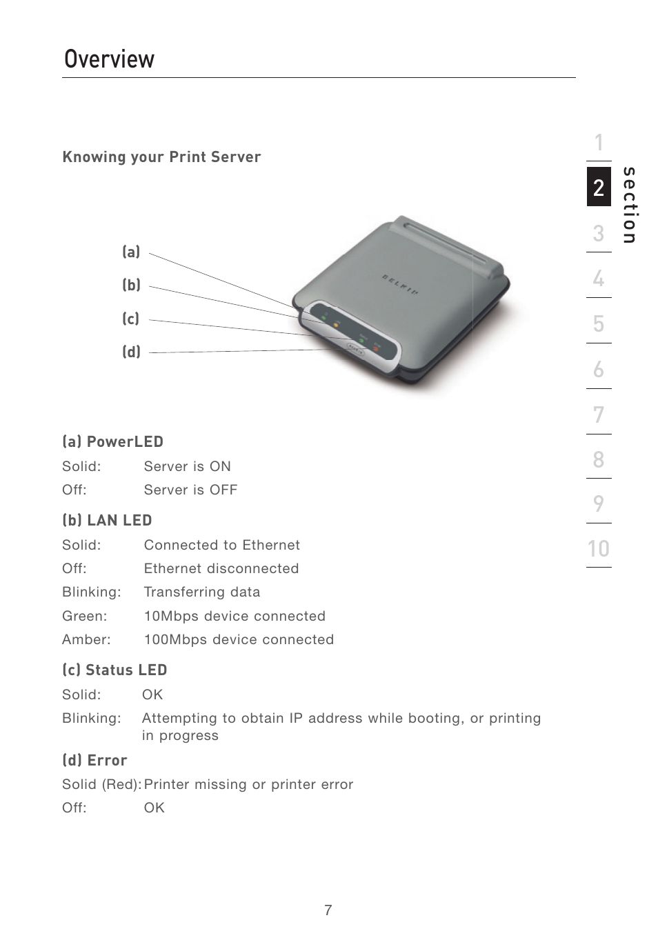 Overview, Se ct io n | Belkin P74393UK User Manual | Page 10 / 40