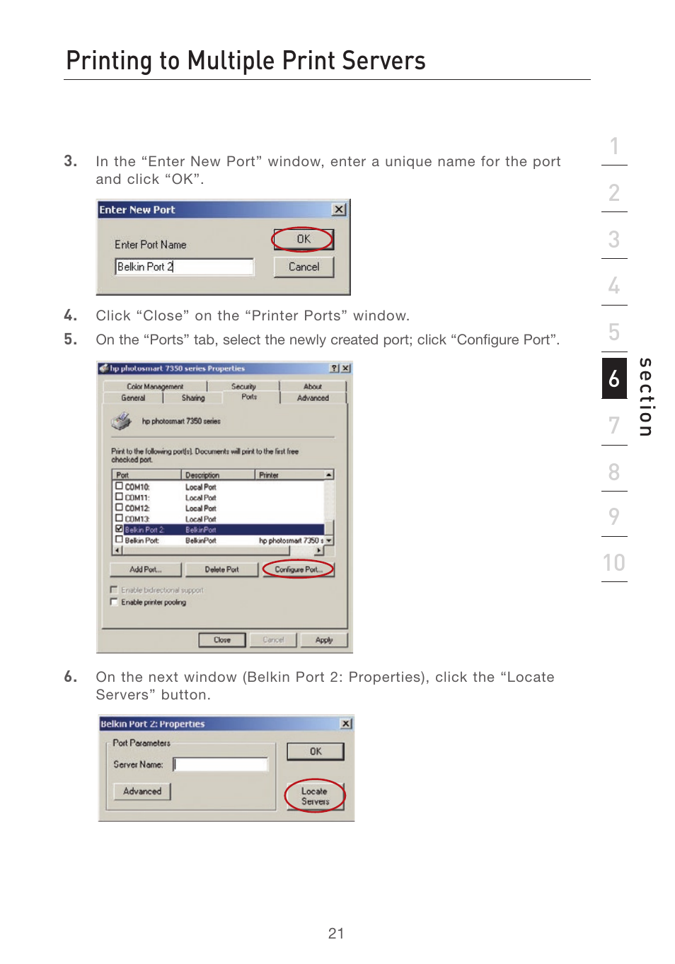 Printing to multiple print servers | Belkin P74393UK User Manual | Page 24 / 40