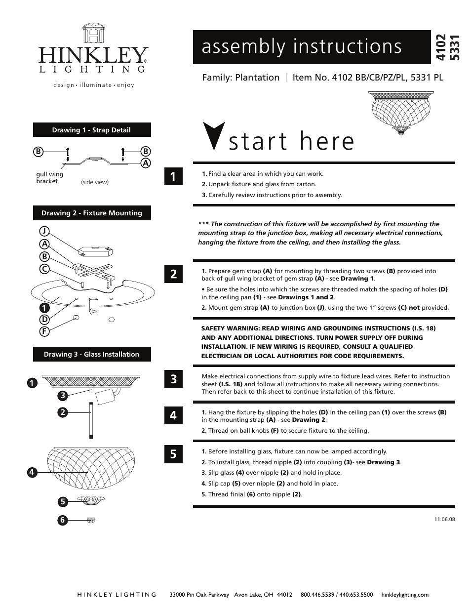 Hinkley Lighting PLANTATION 4102BB User Manual | 2 pages