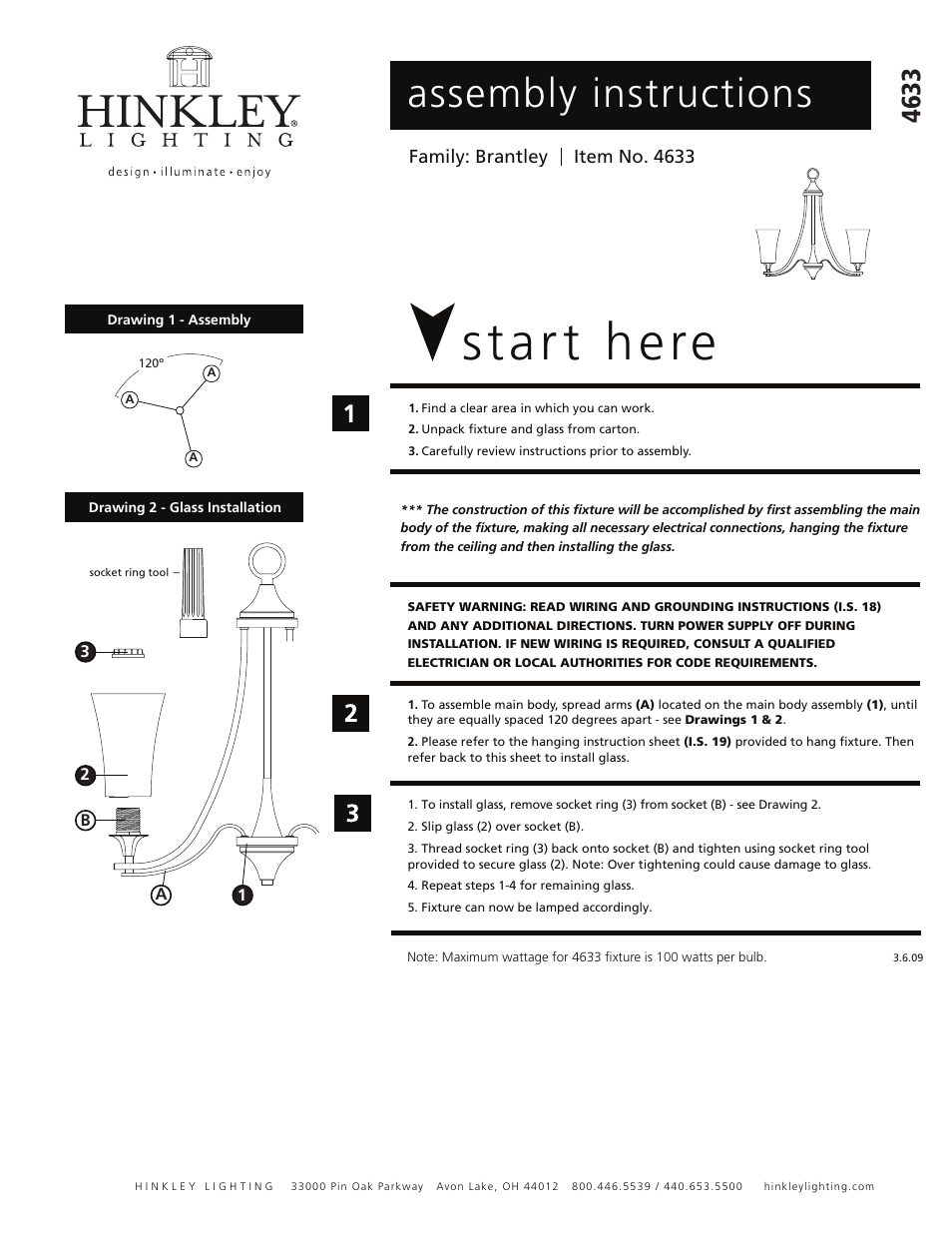 Hinkley Lighting BRANTLEY 4633BN User Manual | 3 pages