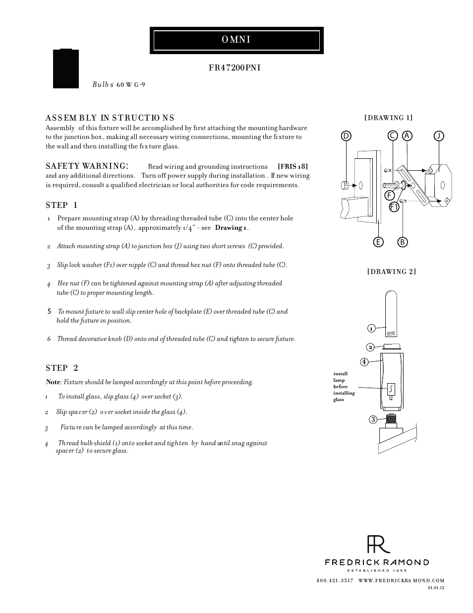 Hinkley Lighting OMNI FR47200PNI User Manual | 2 pages