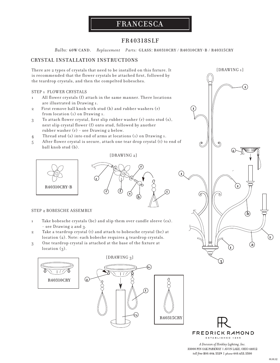 Francesca | Hinkley Lighting FRANCESCA FR40318SLF User Manual | Page 2 / 2
