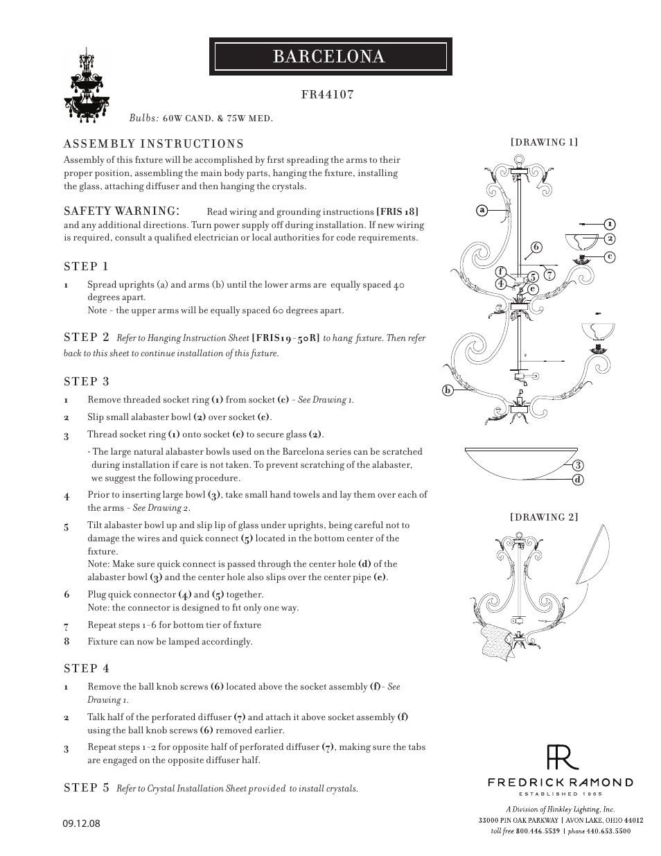 Hinkley Lighting BARCELONA FR44107SLF User Manual | 4 pages