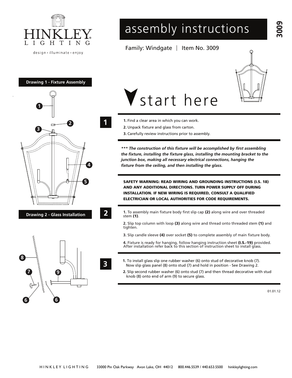 Hinkley Lighting WINGATE 3009OZ User Manual | 3 pages