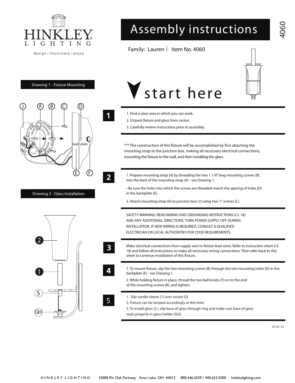 Hinkley Lighting LAUREN 4060VZ User Manual | 2 pages