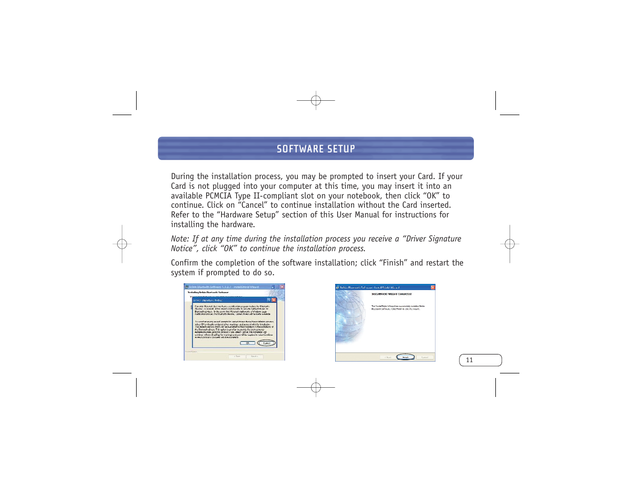 Software setup | Belkin F8T006-PC User Manual | Page 12 / 35