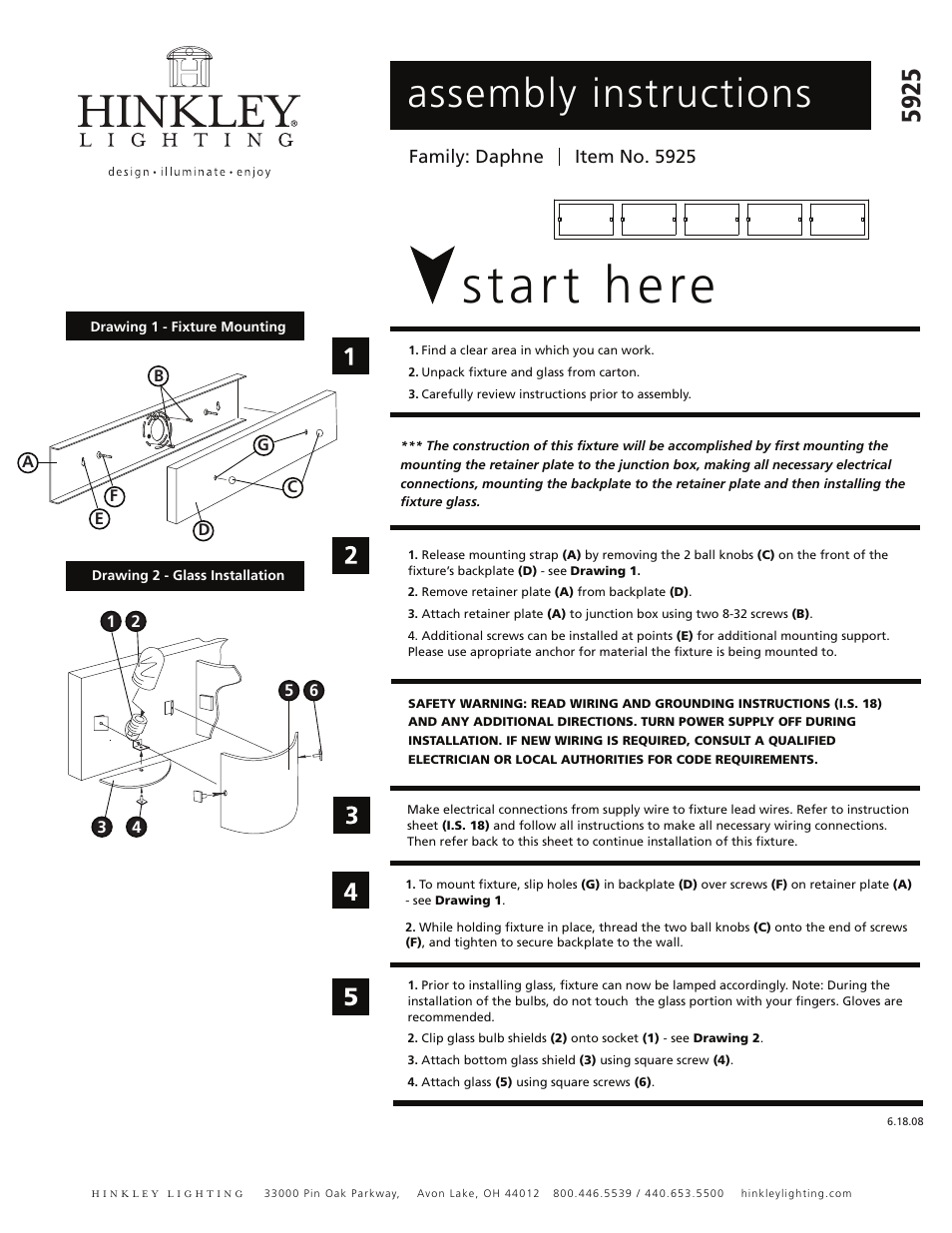 Hinkley Lighting DAPHNE 5925 User Manual | 2 pages