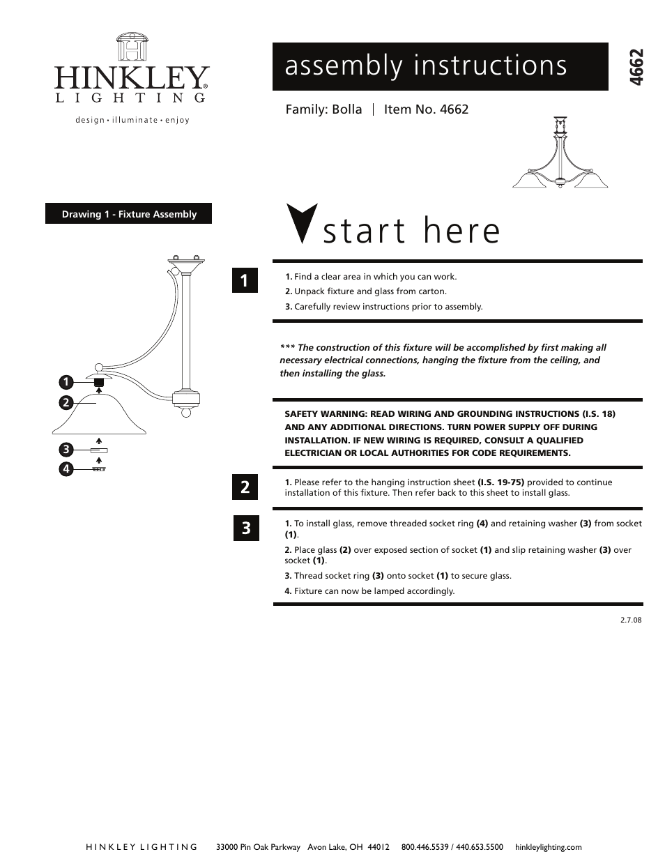 Hinkley Lighting BOLLA 4662OB User Manual | 3 pages