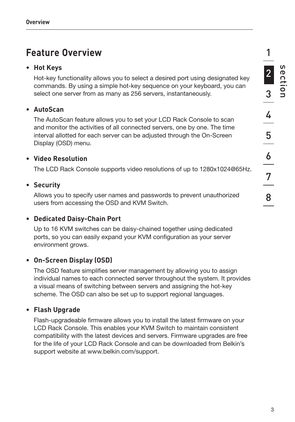 Feature overview | Belkin OmniView F1DC1XXB-SR User Manual | Page 5 / 40