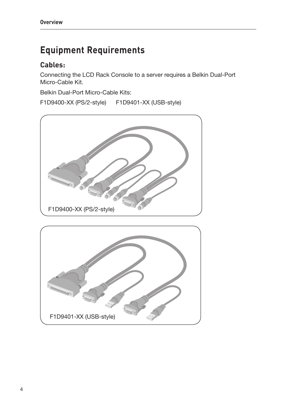 Equipment requirements | Belkin OmniView F1DC1XXB-SR User Manual | Page 6 / 40
