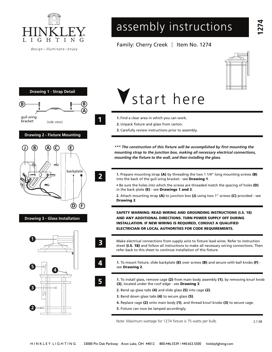 Hinkley Lighting CHERRY CREEK 1274 User Manual | 3 pages