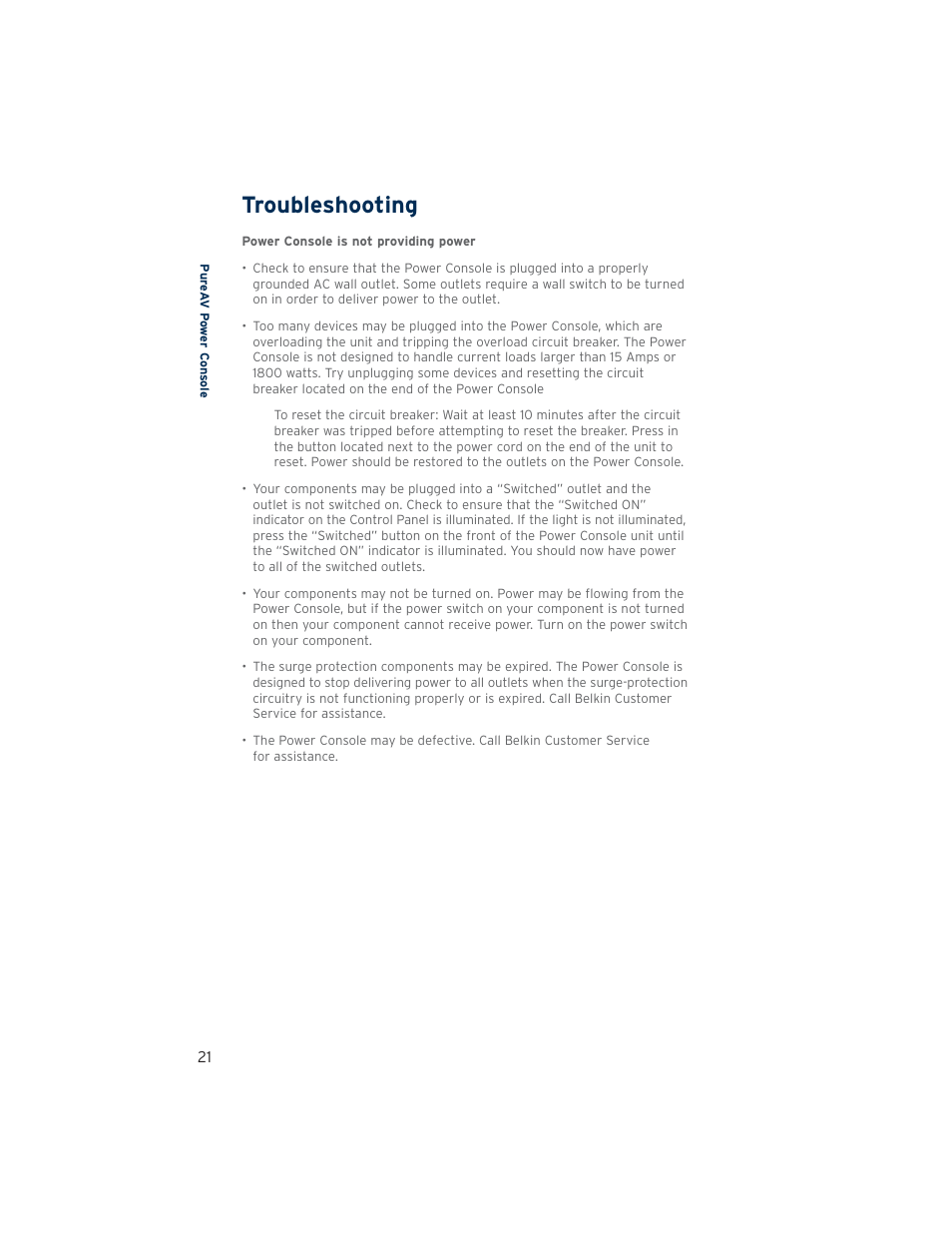 Troubleshooting | Belkin PUREFILTER PF60 User Manual | Page 22 / 28