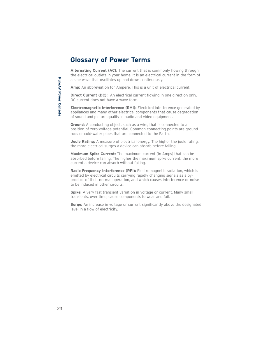 Glossary of power terms | Belkin PUREFILTER PF60 User Manual | Page 24 / 28